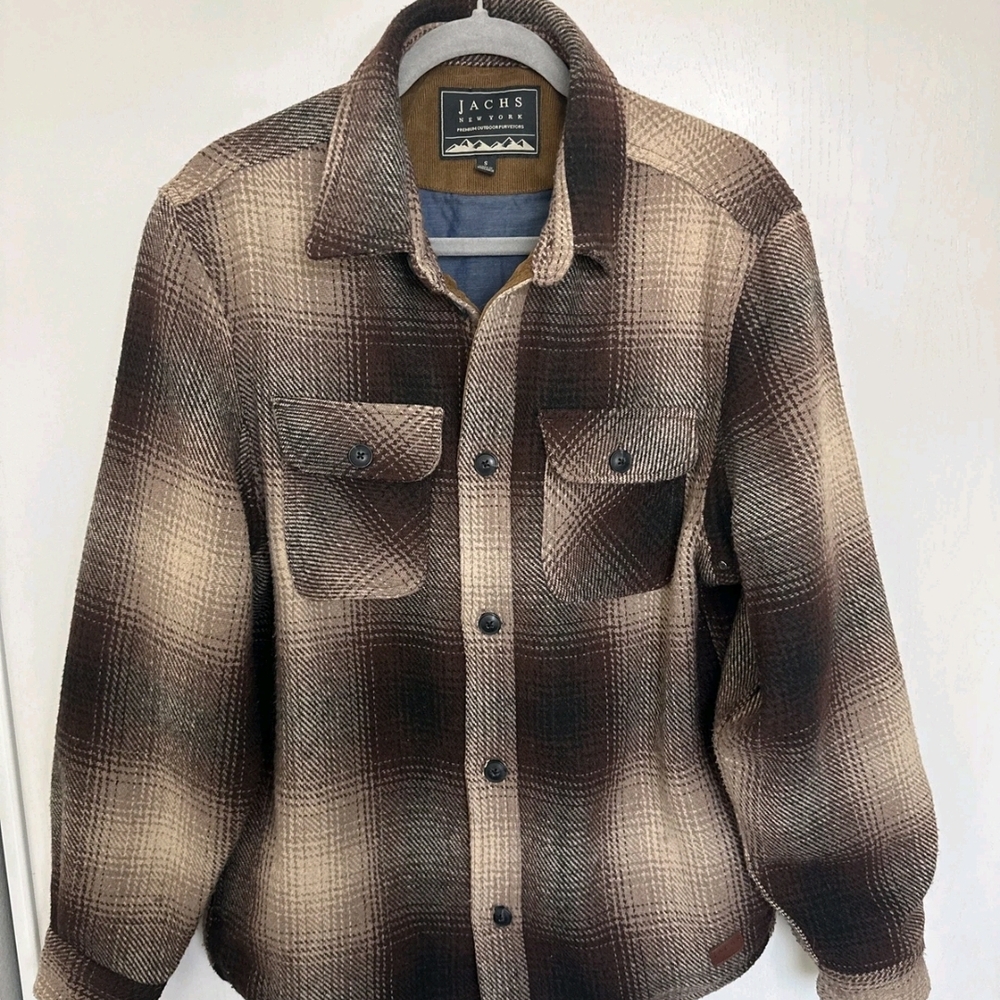 Jachs Men's Tan and Brown Plaid Shirt Jacket - Picture 5 of 13